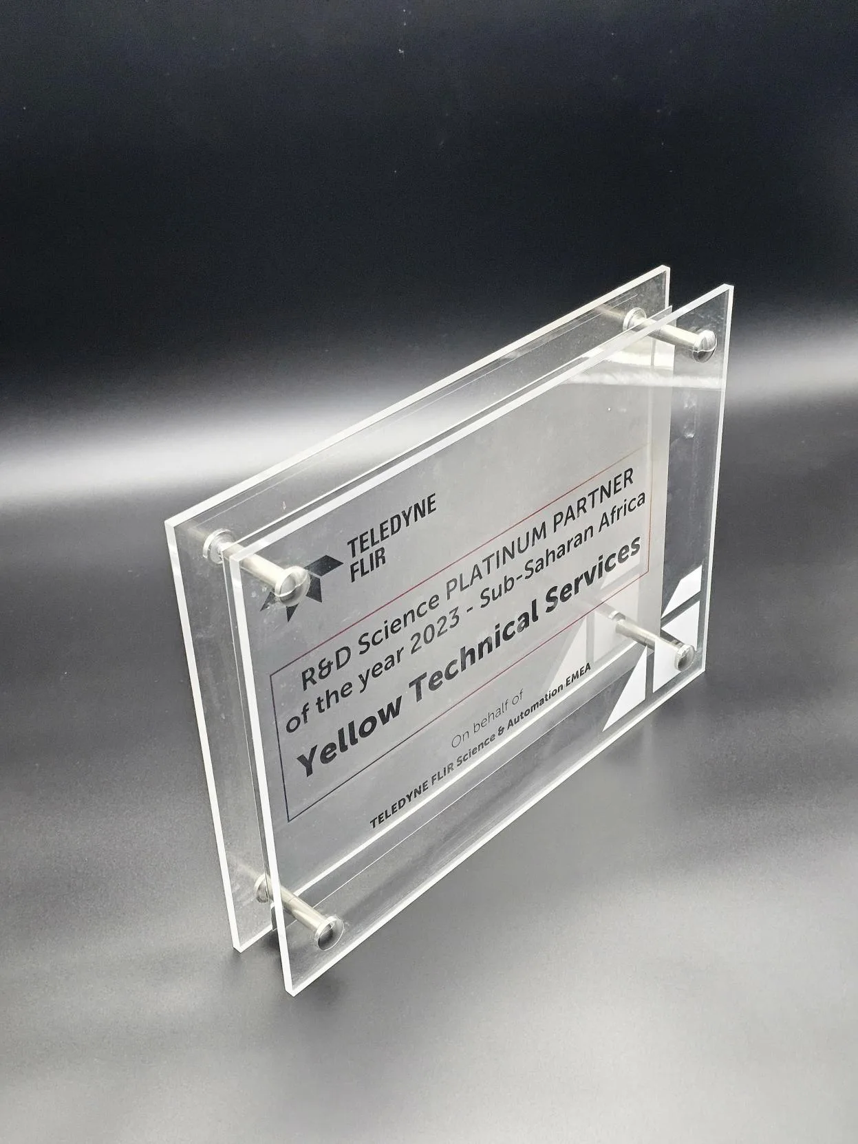 Yellotec FLIR RD Sciene Plantinum Partner of the year 2023 Sub Saharah Africa